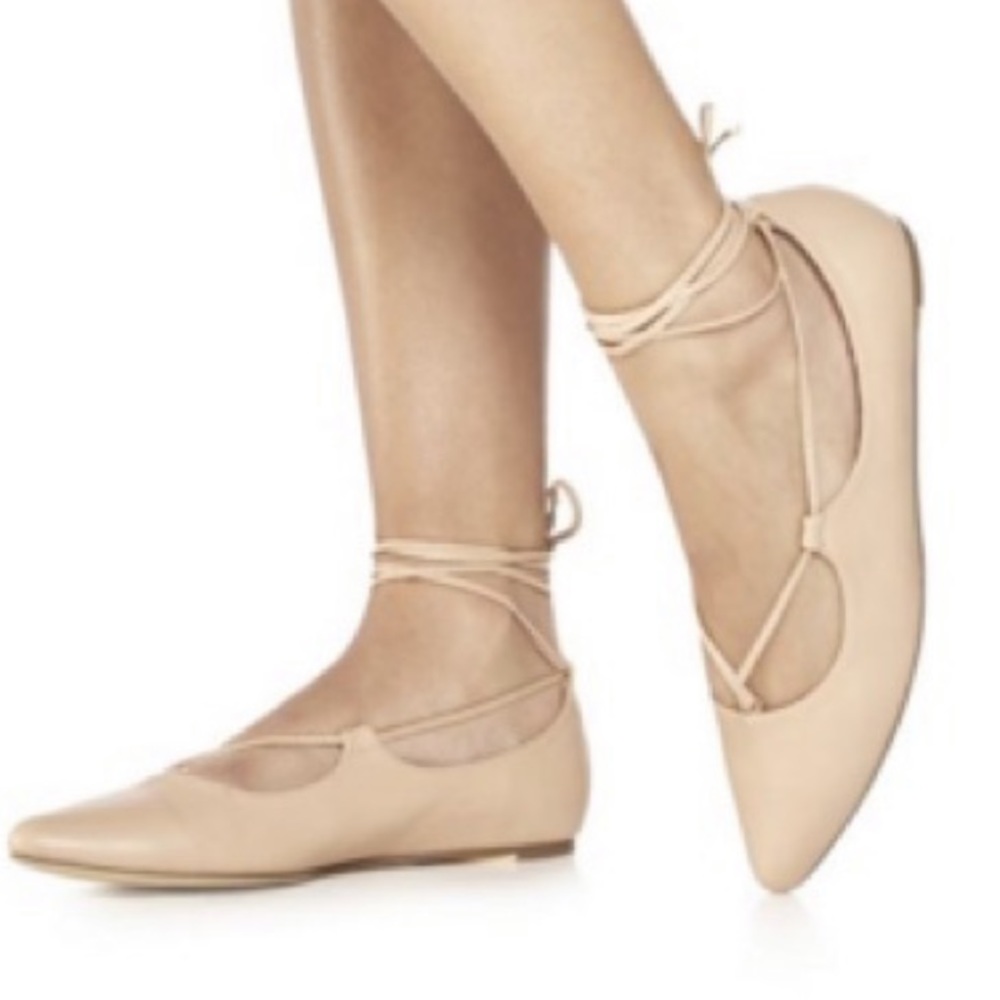 Justfab Carley lace up neutral flats 9